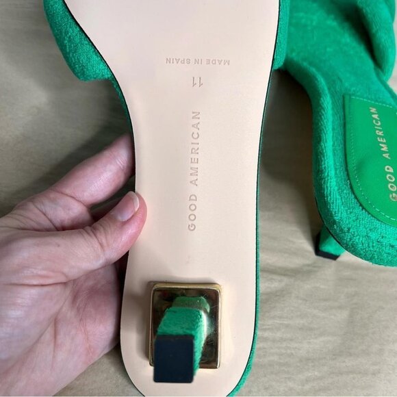 Good American Womens Size 11 Green Terry Kickstand Mules Open Toed Sandals NEW - Picture 5 of 14